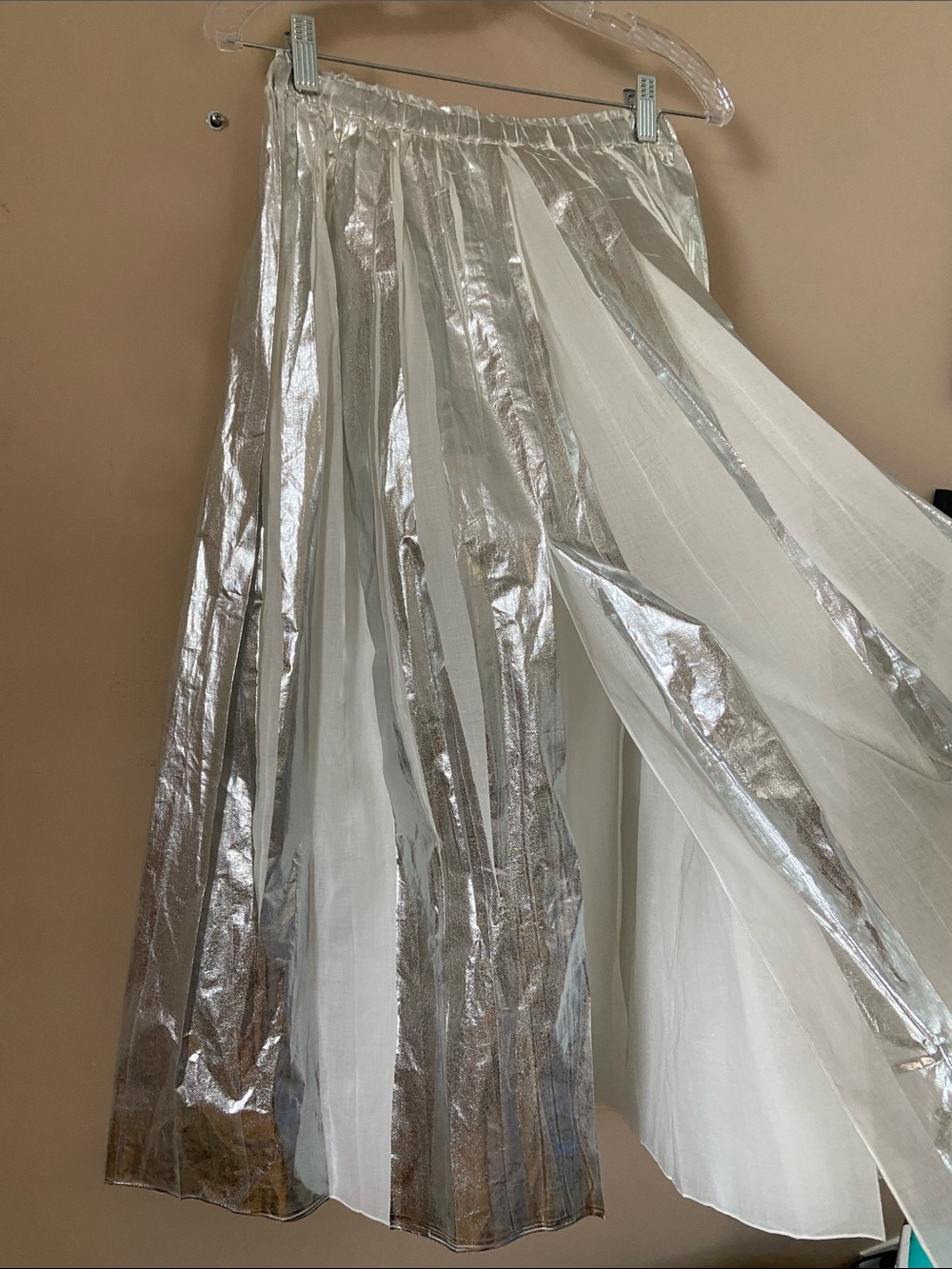 TELA York Pleated Midi Cottom Silver White Skirt - Picture 11 of 13